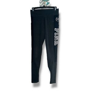 Victoria's Secret PINK Yoga Flat Legging Charcoal Gray Logo Stripe, size XS